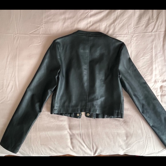 Black Leather Crop Jacket - Picture 6 of 6